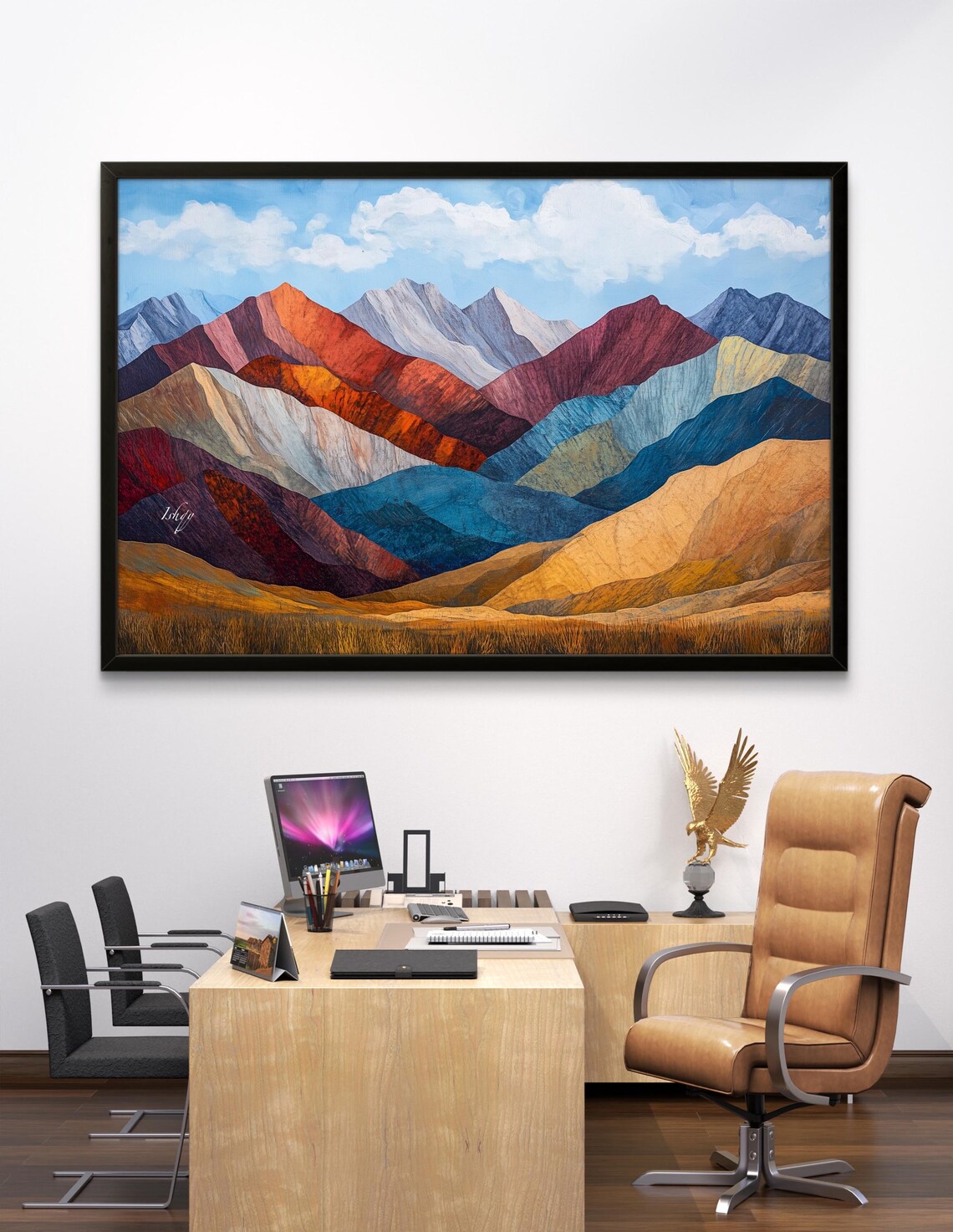 Vibrant Layered Mountain Ranges Colorful Blue Sky Landscape Poster - Image 2