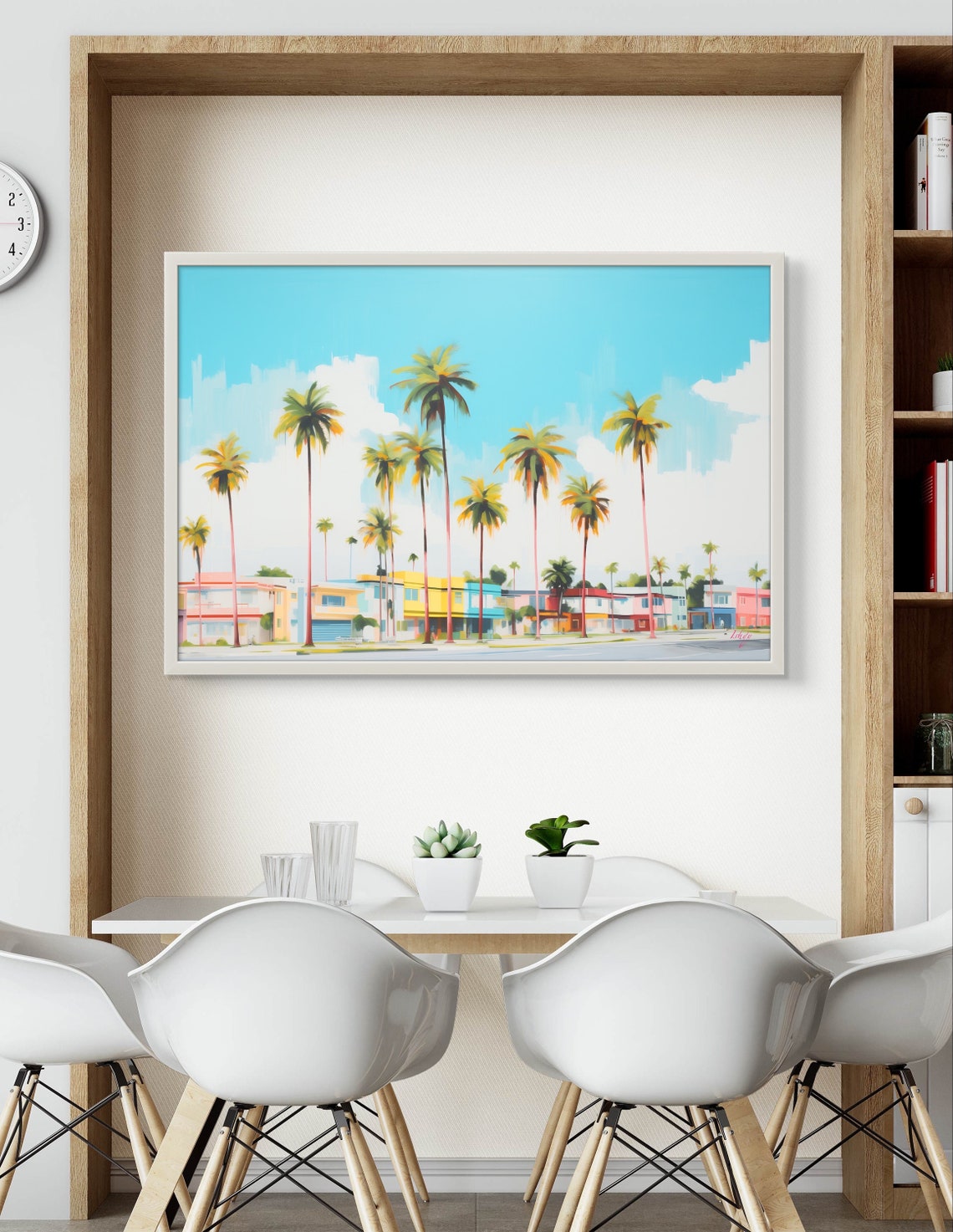 Miami Palm Trees and Pastel Art Deco Buildings Sunny Street Poster - Image 3