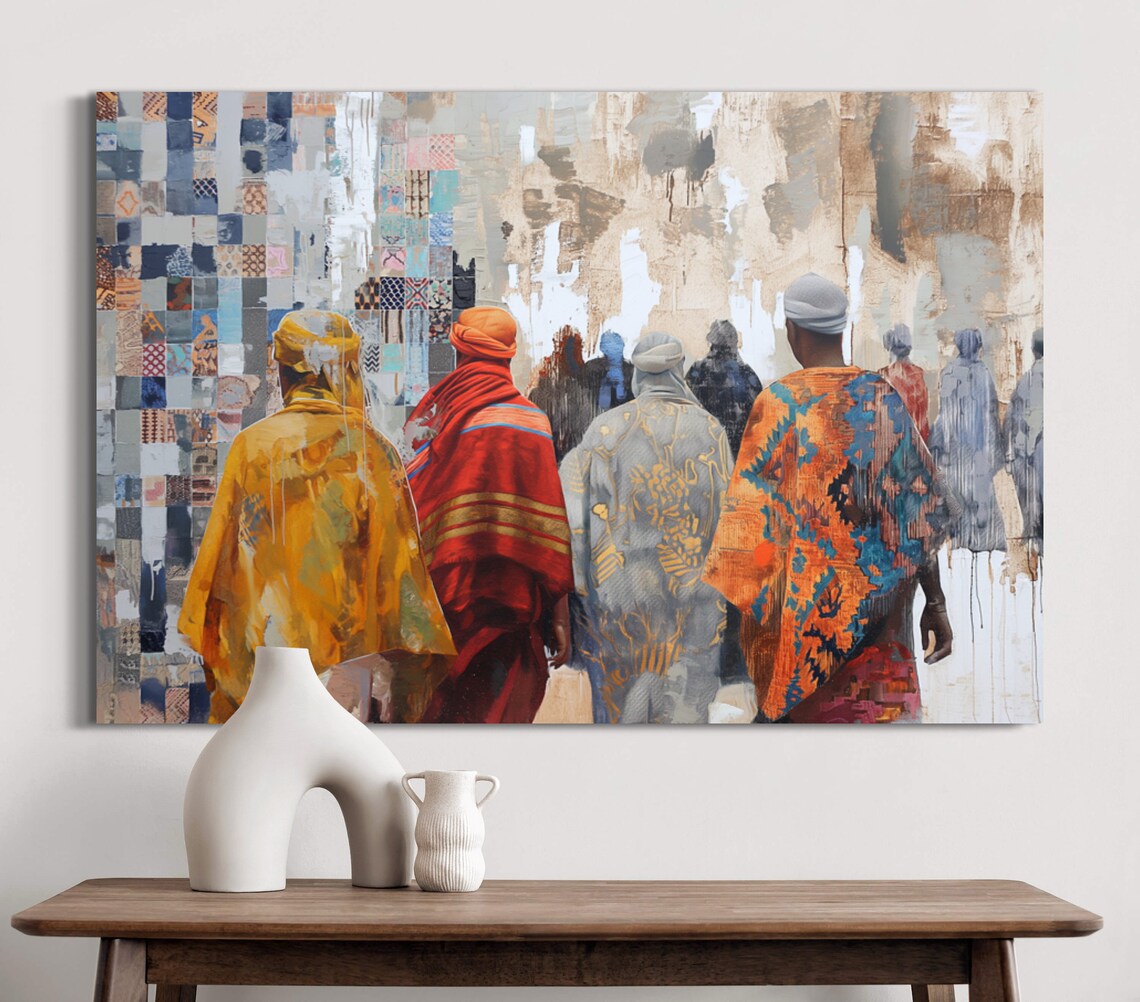 Berber People in Colorful Traditional Robes Walking Art Poster - Image 3