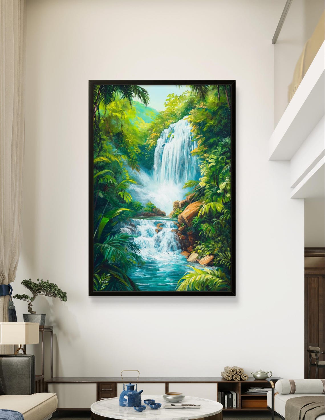 El Yunque Waterfall Tall Cascade in Puerto Rico Rainforest Poster - Image 3