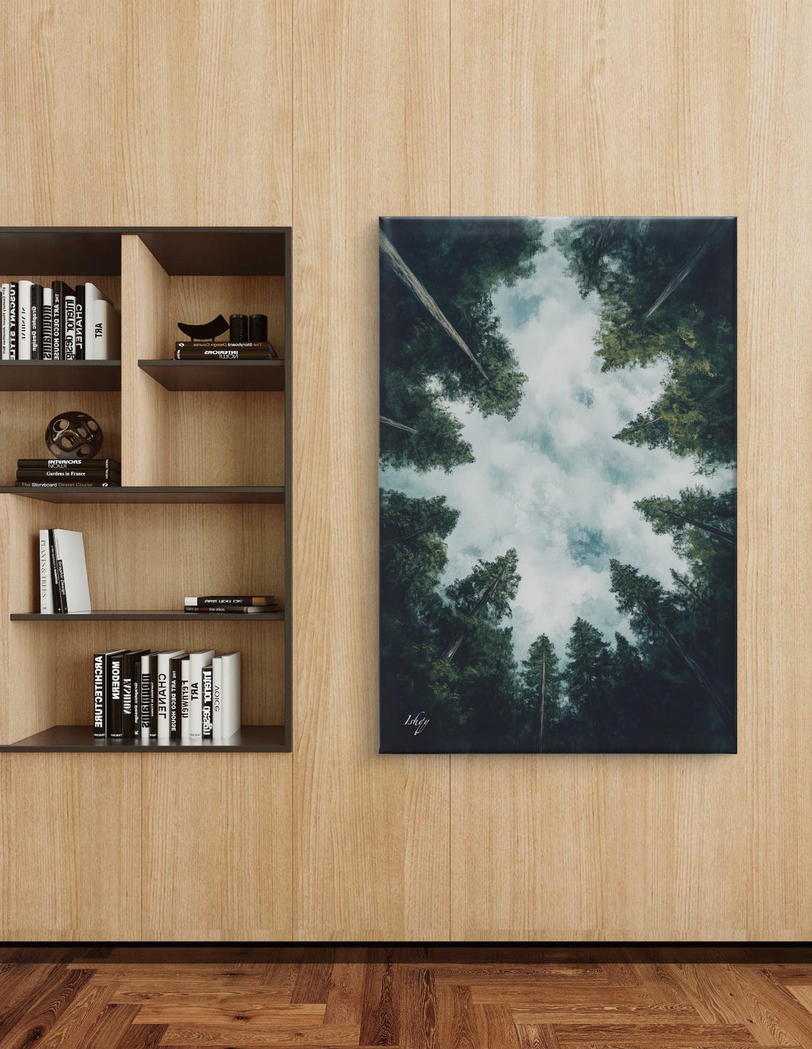 Forest Canopy View From Below Cloudy Sky Overhead Nature Poster - Image 7