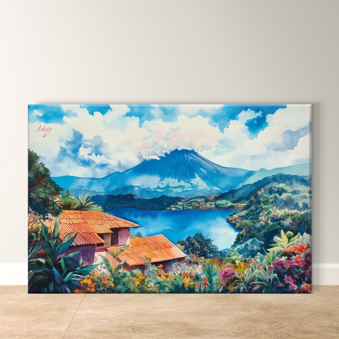 Coatepeque Lake, El Salvador Tropical Travel Poster