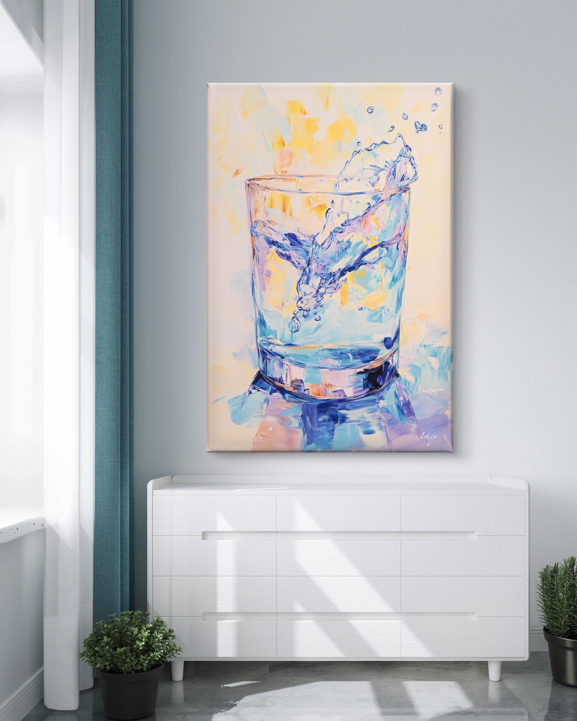 Dynamic Water Splash in a Glass Impressionist Painting Wall Poster - Image 6