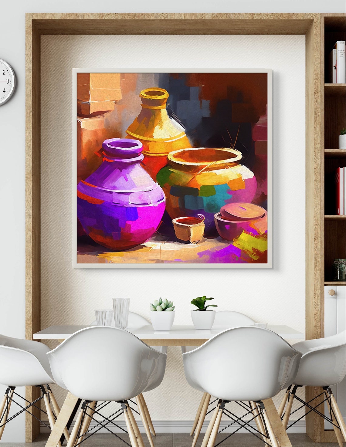 Colorful Clay Pottery Still Life Painting in Warm Hues Poster - Image 4