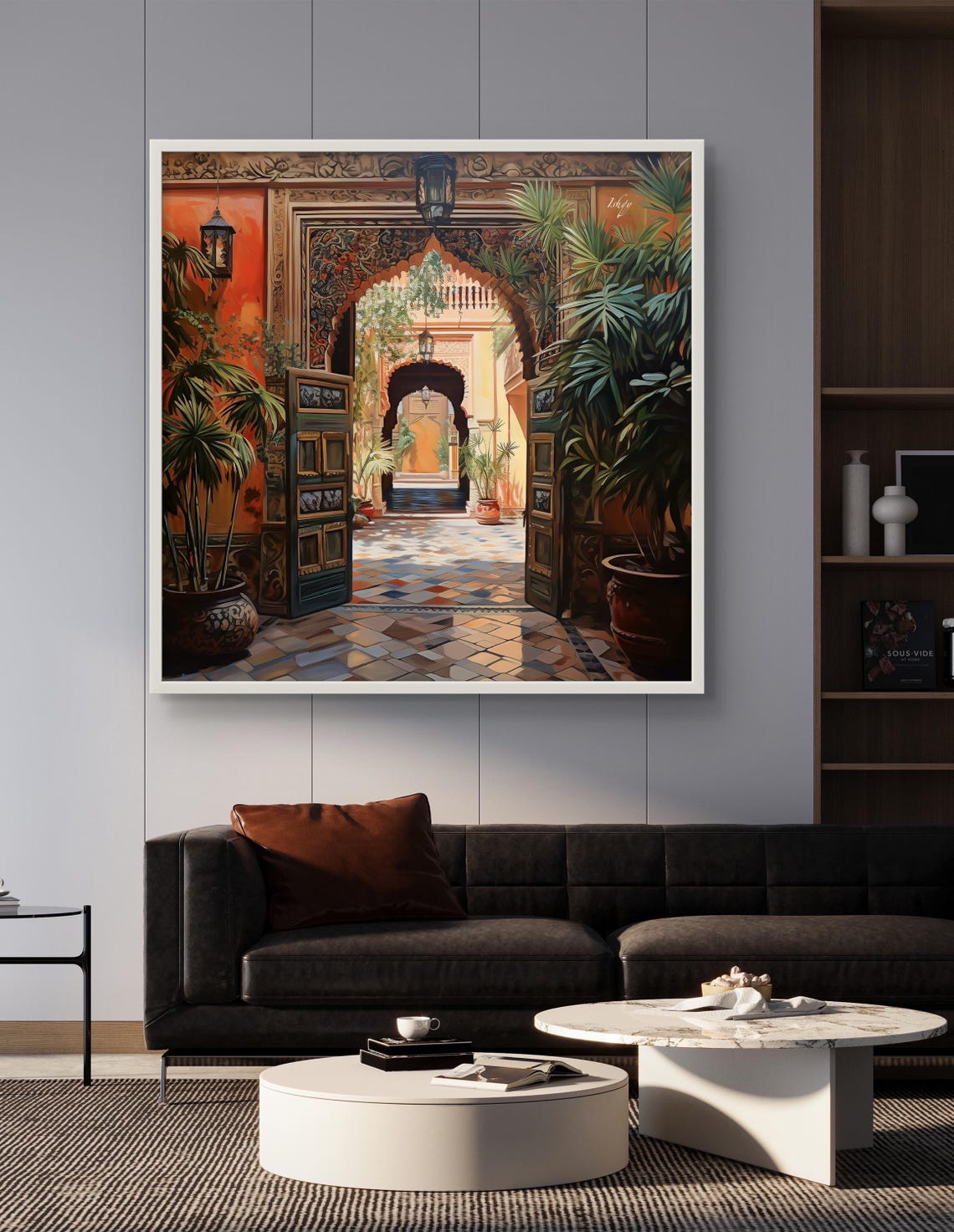 Grand Indian Haveli Courtyard Open Carved Doors Palace Art Poster - Image 3