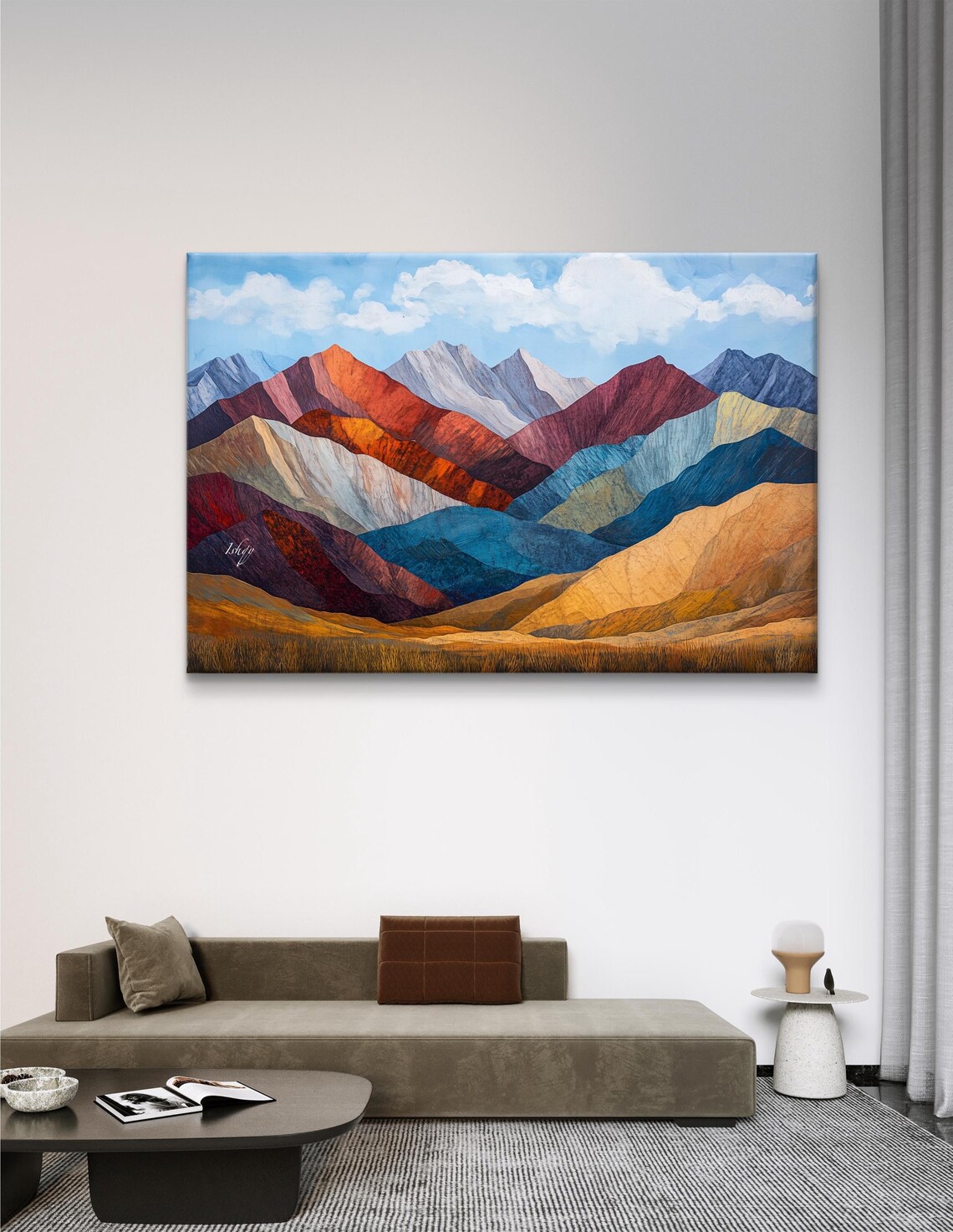 Vibrant Layered Mountain Ranges Colorful Blue Sky Landscape Poster - Image 5