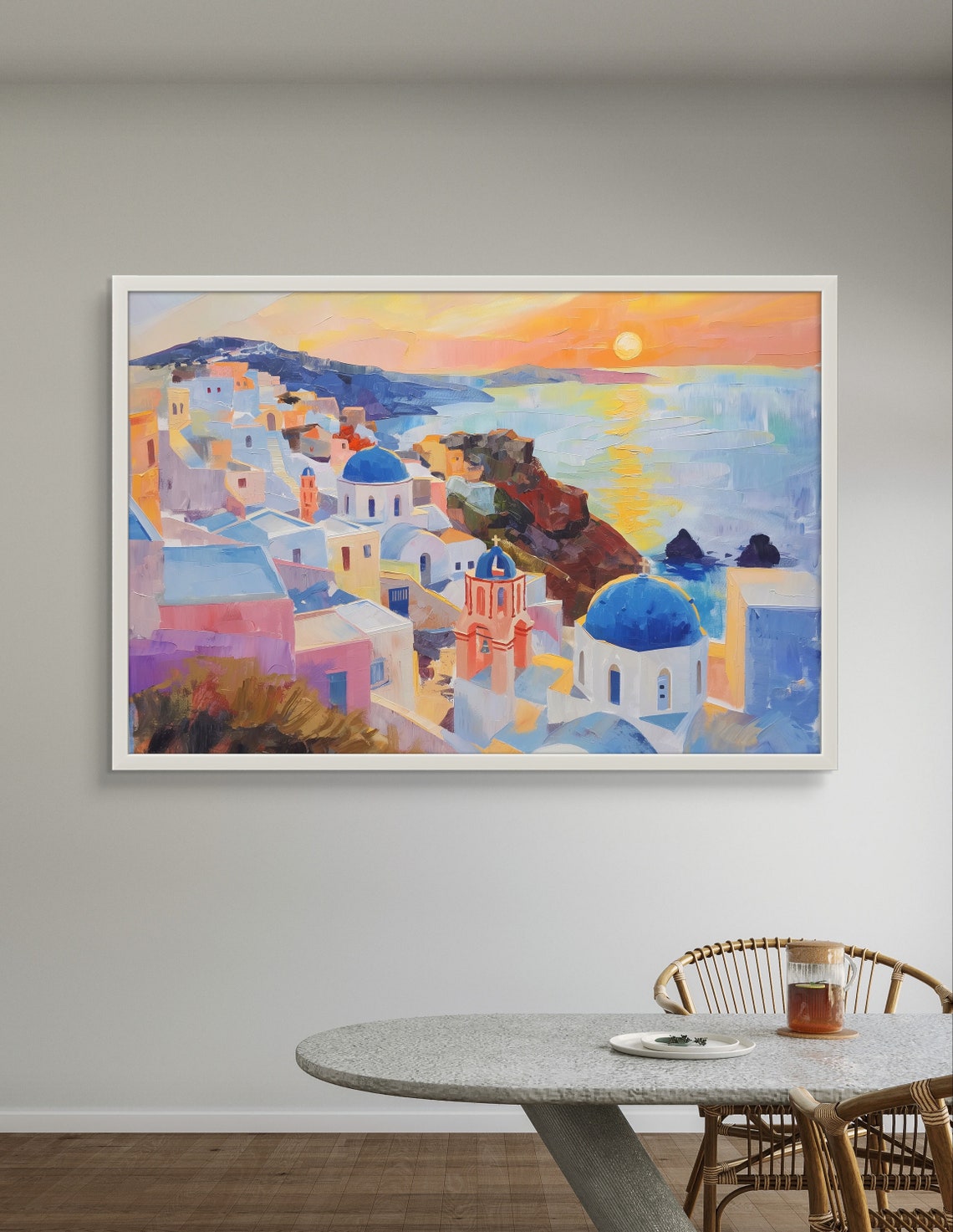 Oia Santorini Sunset Over Blue Domes and the Aegean Caldera Poster - Image 2