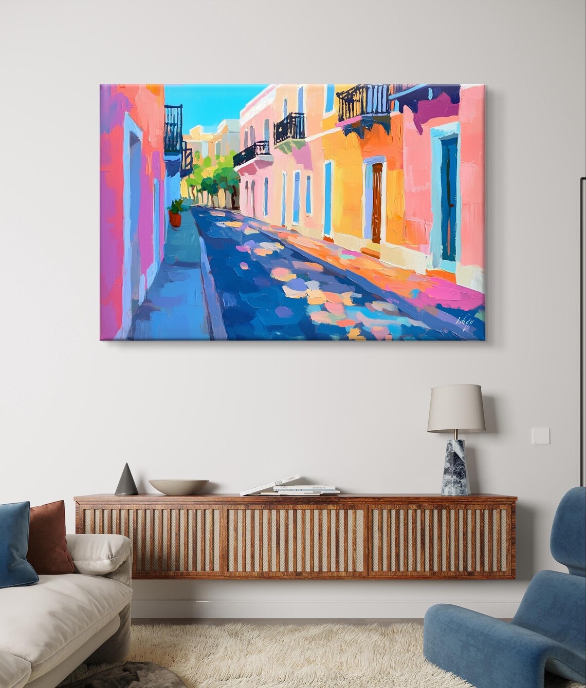 Old San Juan Colorful Colonial Street Cobblestone Lane Poster - Image 7