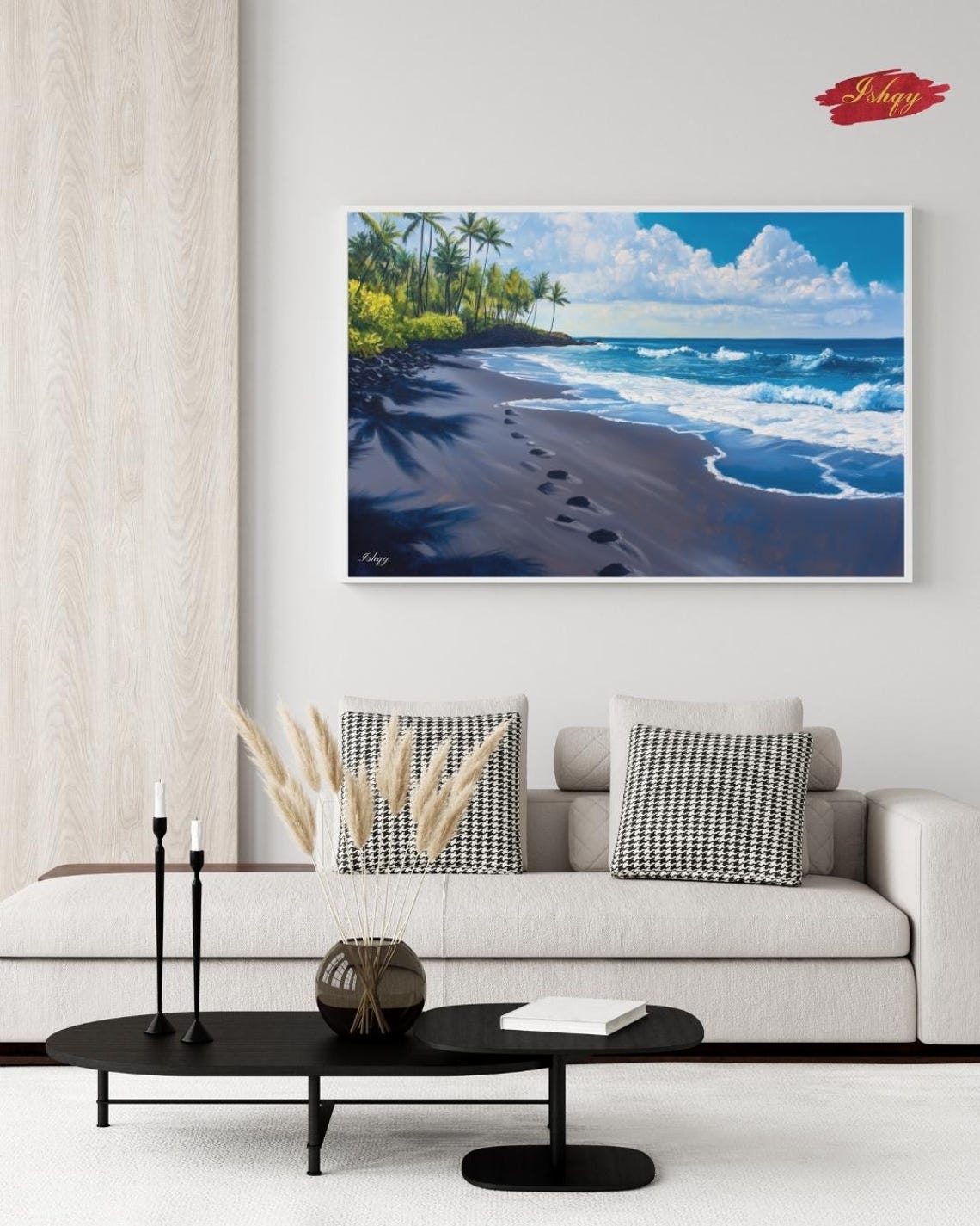 Punaluu Black Sand Beach Hawaii Shore Path Seascape Poster For Homes - Image 5