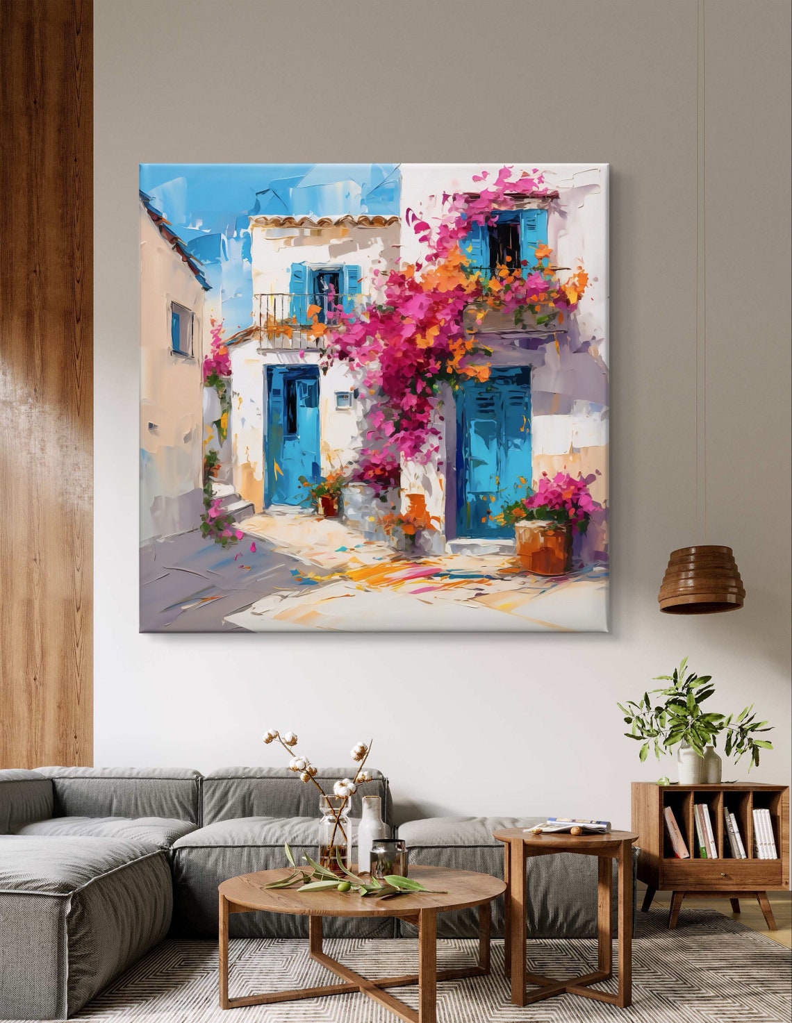 Greek White House With Blue Doors Bougainvillea Island Poster - Image 5