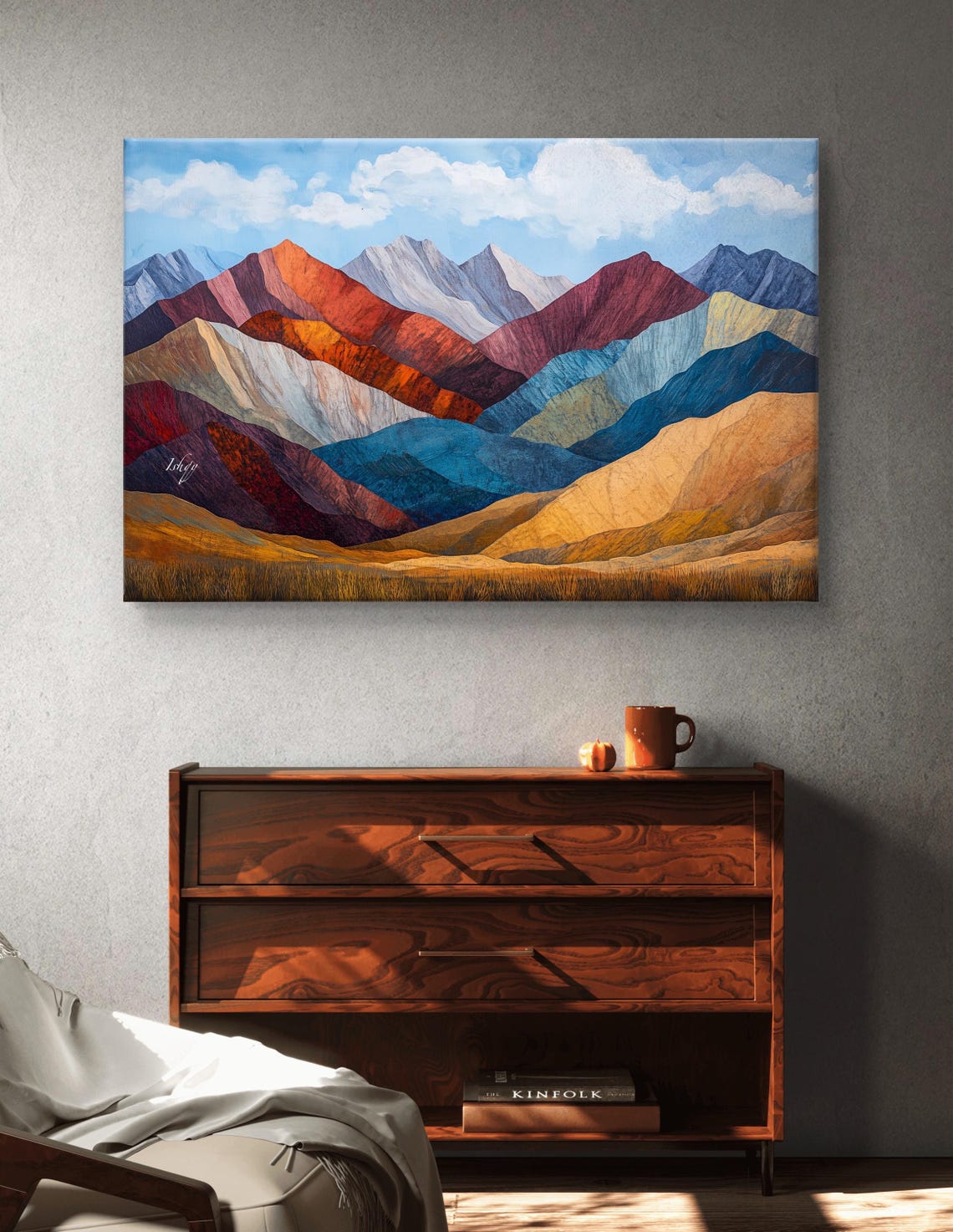 Vibrant Layered Mountain Ranges Colorful Blue Sky Landscape Poster - Image 6