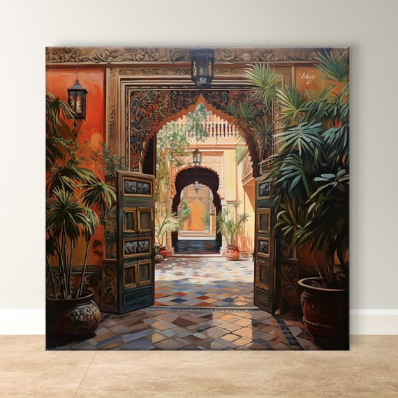 Majestic Haveli Entrance Indian Architecture Wall Art Elegant Mughal Decor Royal Palace Print Cultural Timeless Heritage