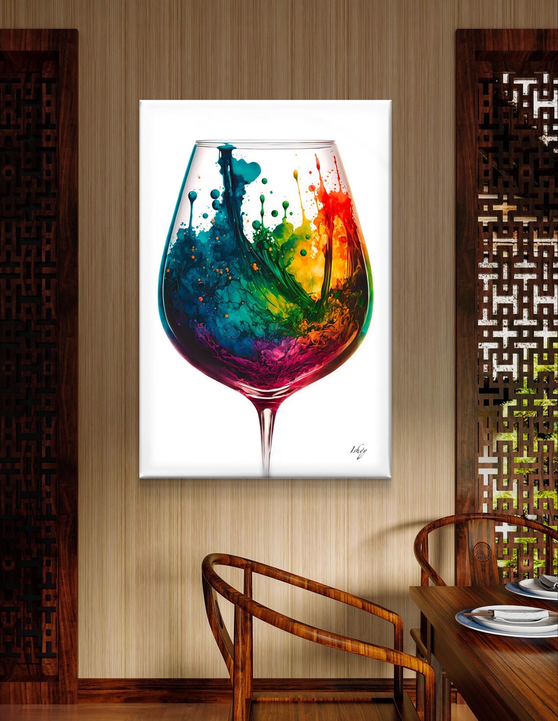 Watercolor Wine Glass Painting, Modern Wine Poster - Image 4
