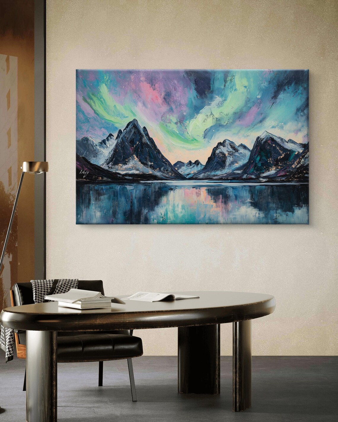Vibrant Northern Lights Mountain Lake Reflection Night Sky Poster - Image 7