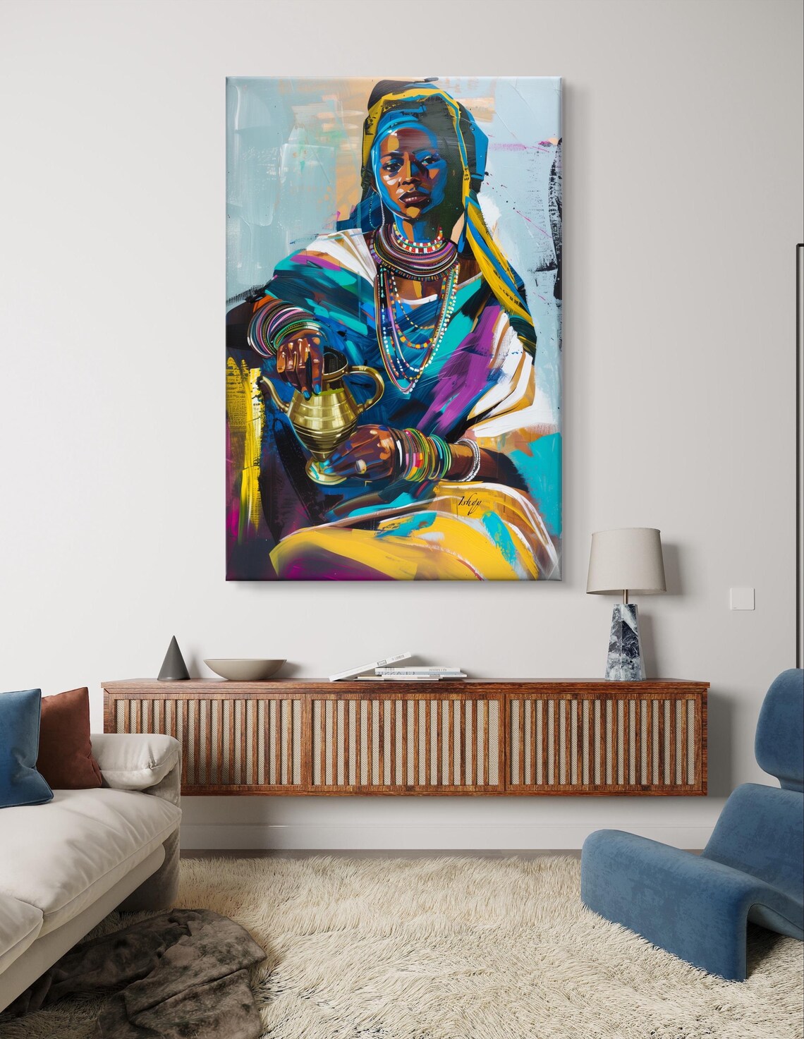Ethiopian Woman Habesha Kemis Art Print, Vibrant Decor - Image 6