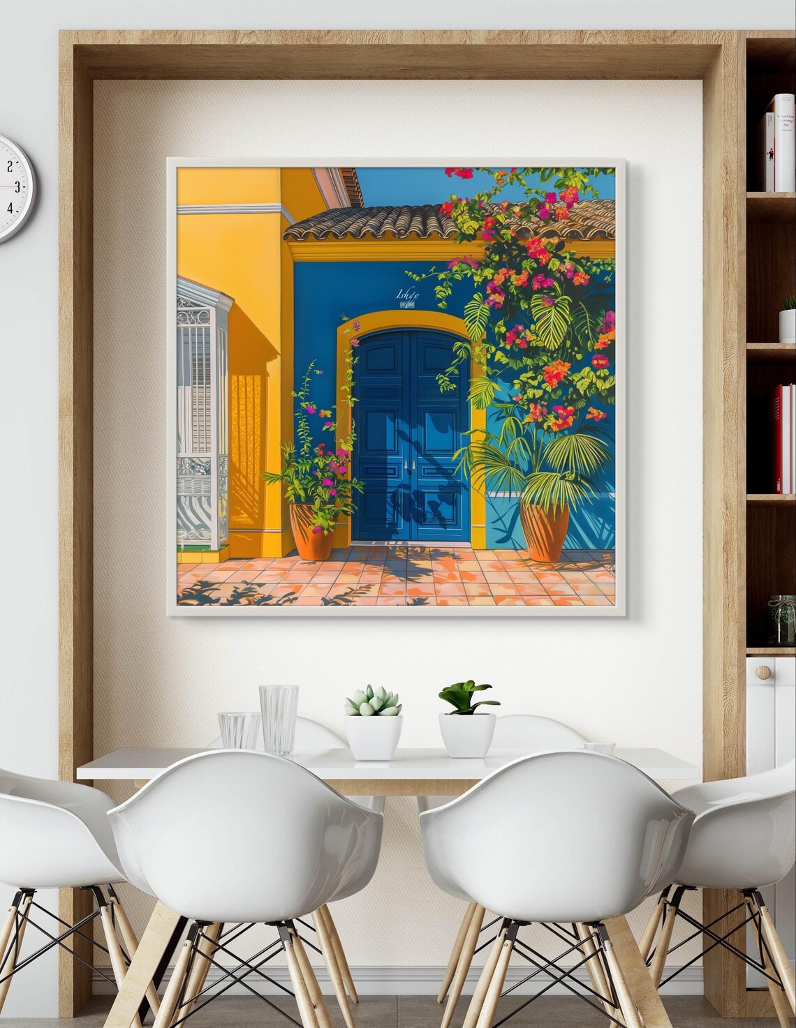 Brazil Colonial Blue Doorway with Bougainvillea Flowers Poster - Image 3