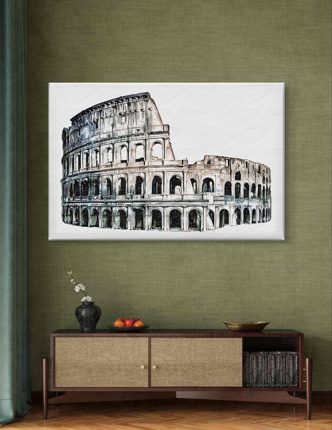 Rome Colosseum Architectural Sketch Style Historic Landmark Poster - Image 5