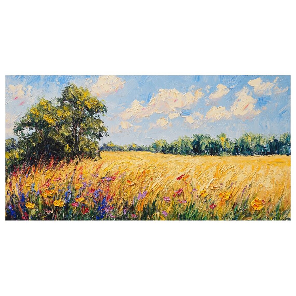 Golden Wheat Field, Oil-Painting-Style Art Print - Image 4