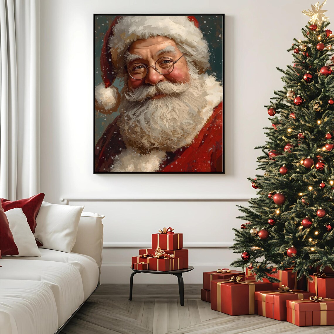 Vintage Santa Claus Portrait, Christmas Art Print