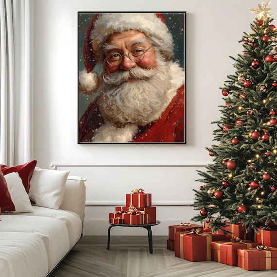 Vintage Santa Claus Portrait, Christmas Art Print