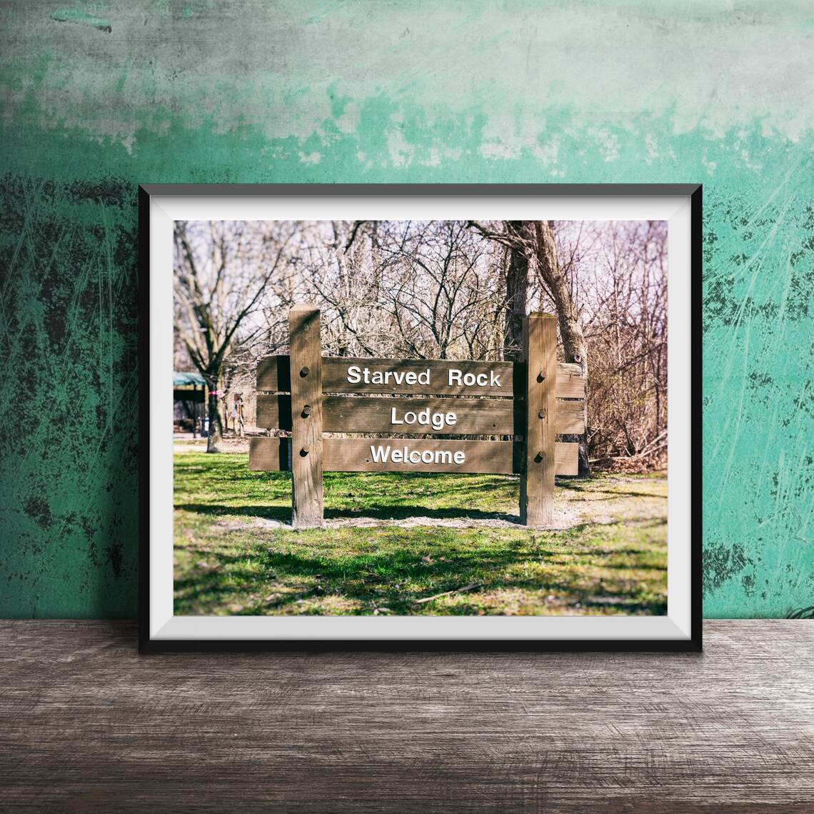 Starved Rock Lodge Welcome Rustic Wooden Sign Illinois Poster