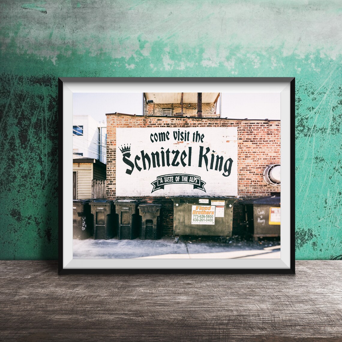 Schnitzel King Taste of the Alps Painted Brick Wall Chicago Poster