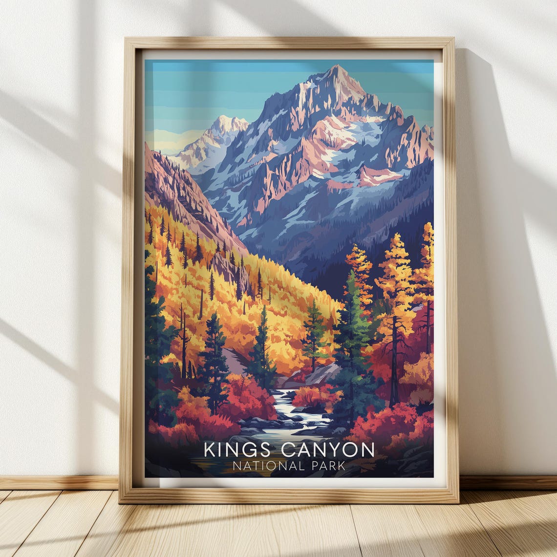 Kings Canyon National Park Autumn Foliage Mountain Peaks Stream Poster