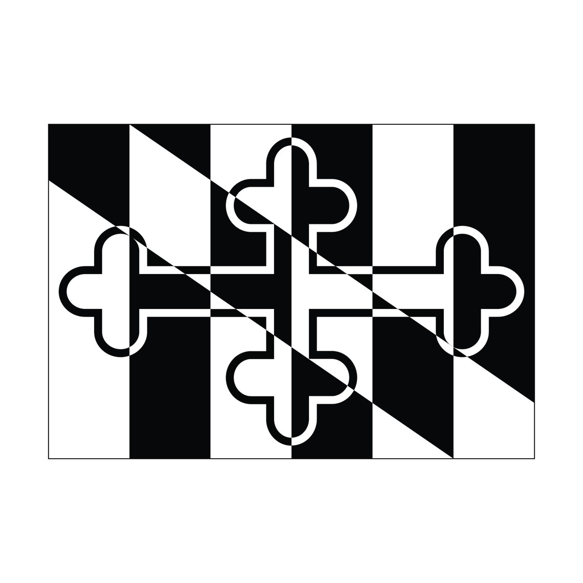 Black and White Geometric Crosses Emblem Minimalist Abstract Poster