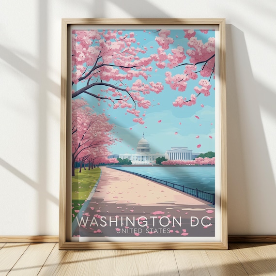 Washington DC Cherry Blossom Travel Poster