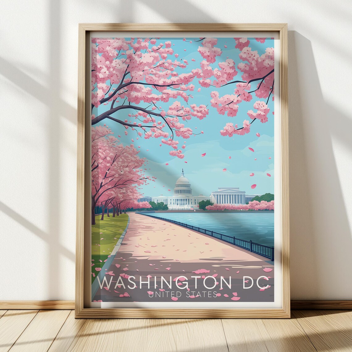 Washington DC Cherry Blossom Travel Poster
