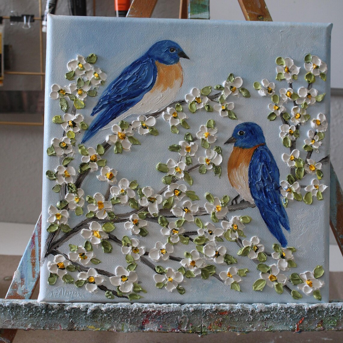 Custom Bluebirds And Spring Blossoms Art Print - Image 3