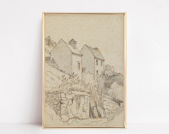 Vintage Wall Art Vintage Cottage Print Rustic Wall Decor Cottagecore Decor Neutral Wall Art