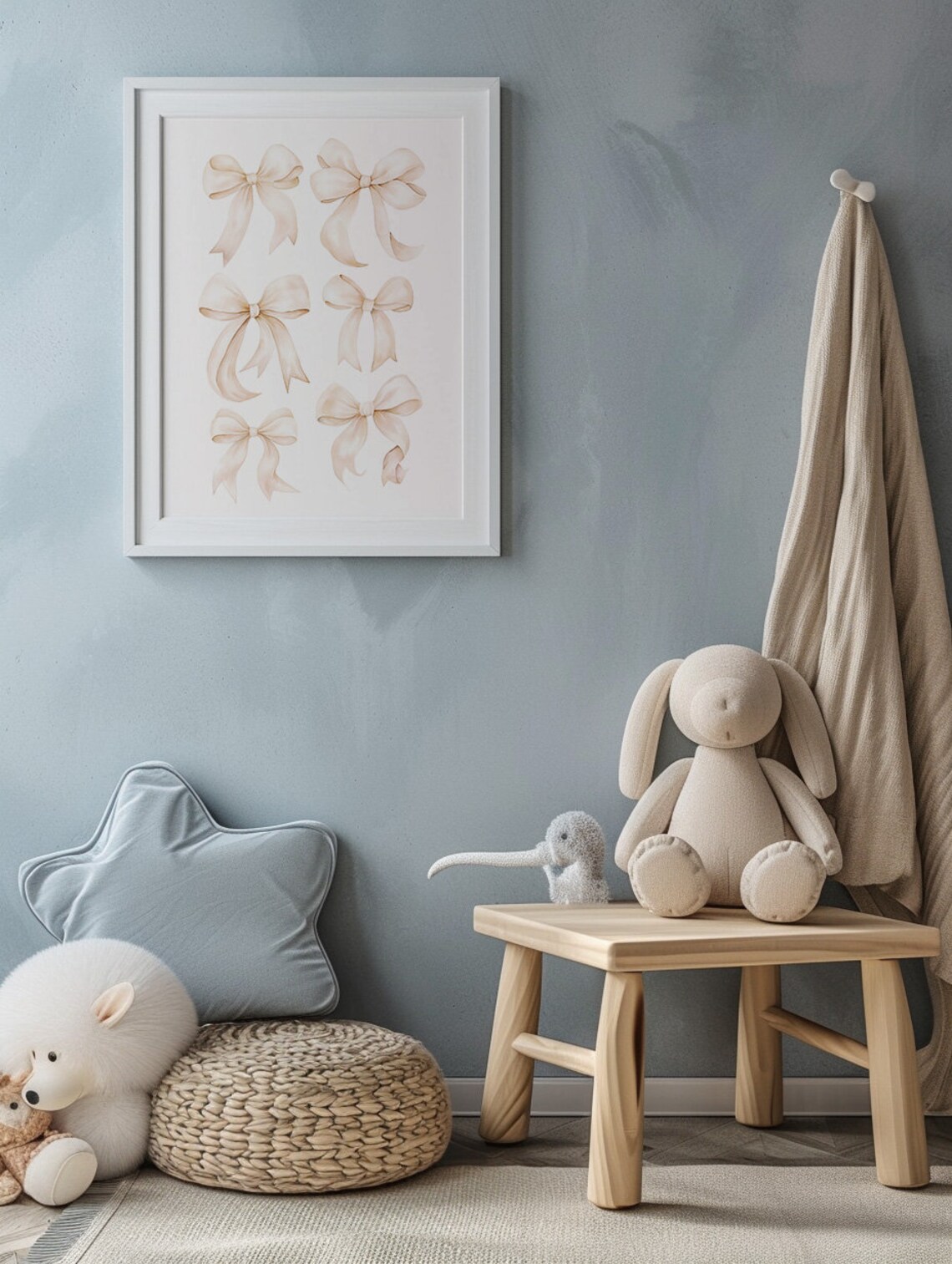 Cream Bow Nursery Print, Grandmillennial Coquette Decor - Image 2