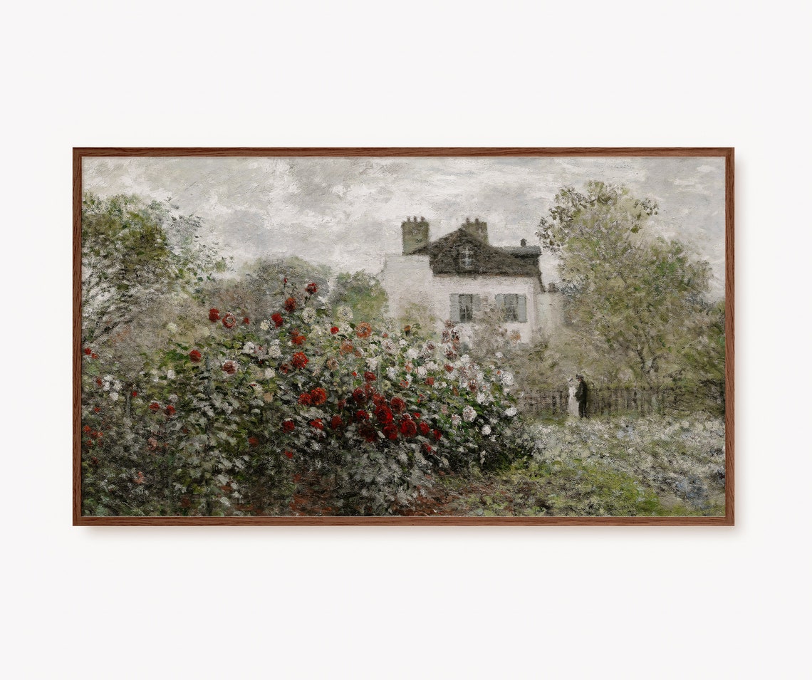 Vintage Country House Rose Garden Impressionist Cottage Decor Poster