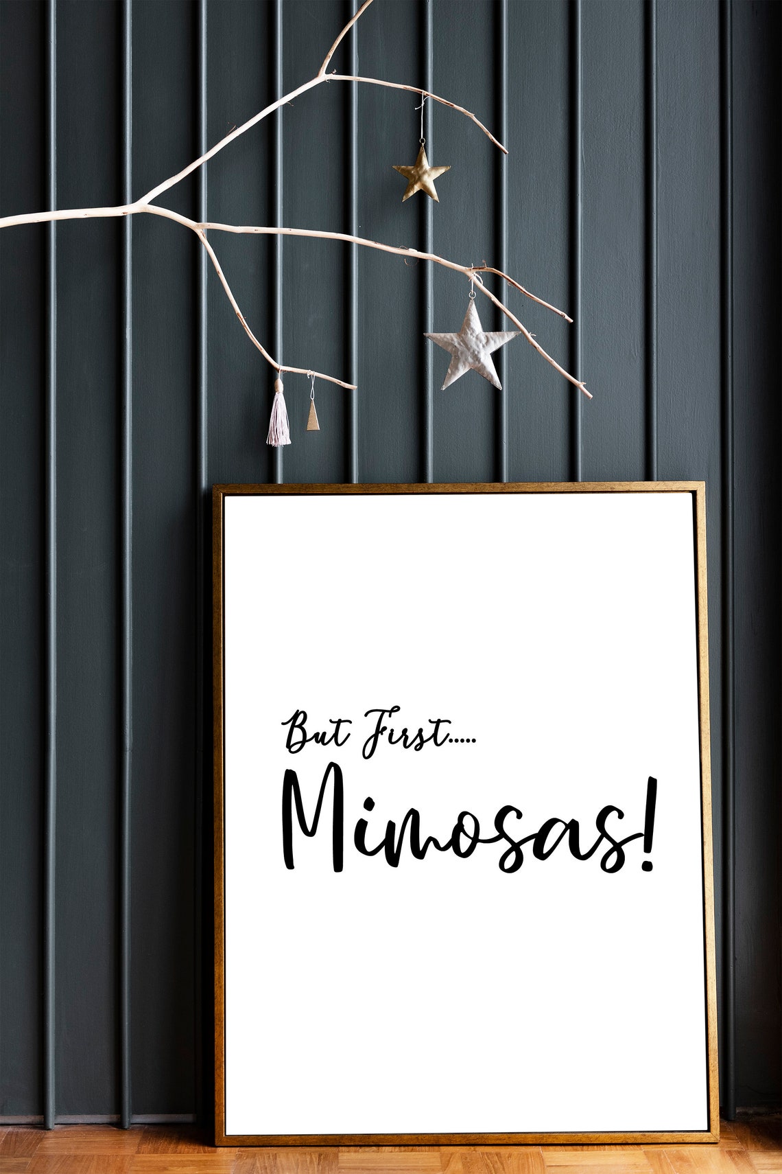 But First Mimosas Minimalist Black Script Bar Cart Quote Poster - Image 2