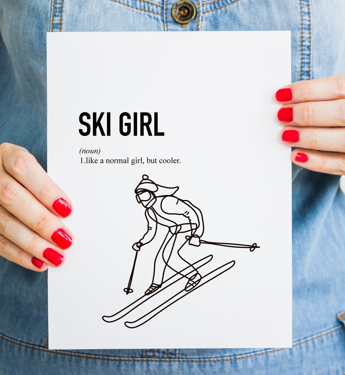 Ski Girl Print, Ski Lover Gift Art Print - Image 2