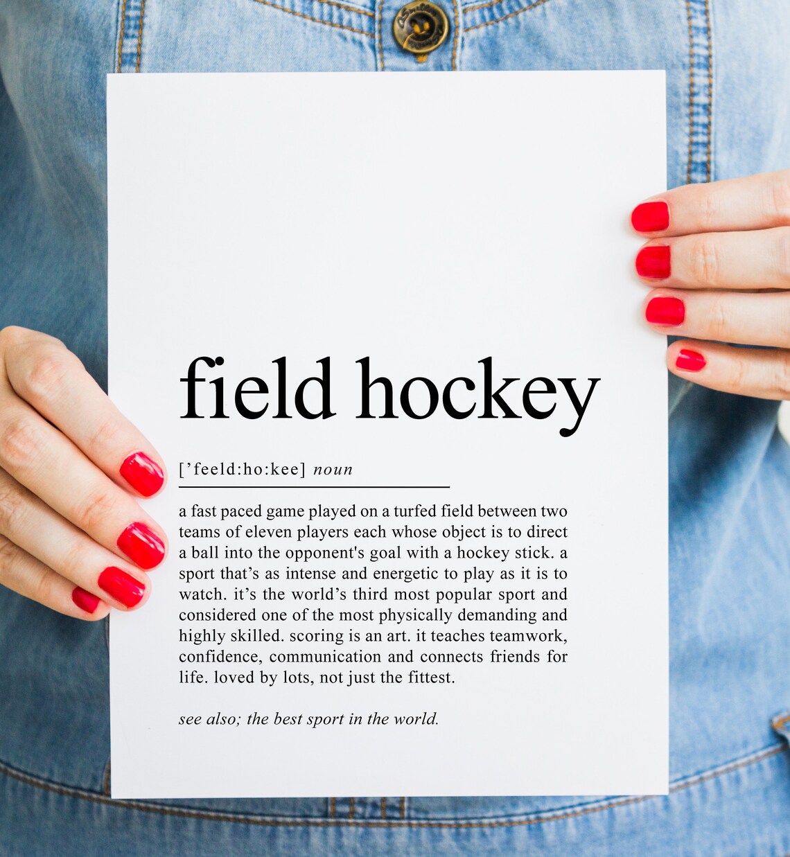 Field Hockey Definition Print, Hockey Team Gift - Image 2