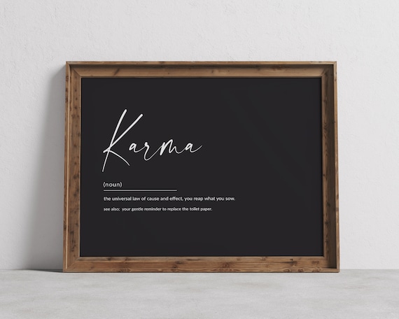 Funny Karma Print Karma Definition Poster Karma Wall Art Sanskrit Print Bathroom Wall Decor Fun Toilet Prints