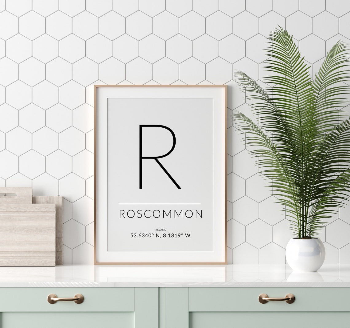 Roscommon Ireland Monogram R Typography Coordinate Art Poster - Image 2