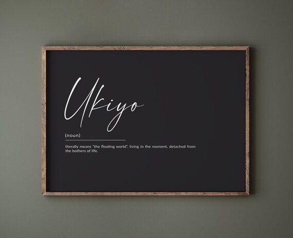Ukiyo Japanese Definition Typography Mindfulness Quote Poster