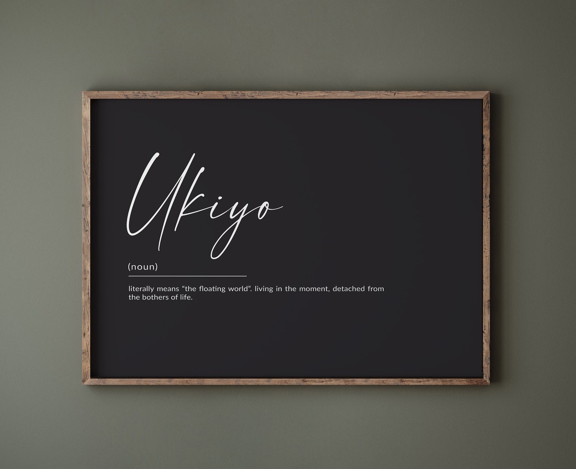 Ukiyo Japanese Definition Typography Mindfulness Quote Poster