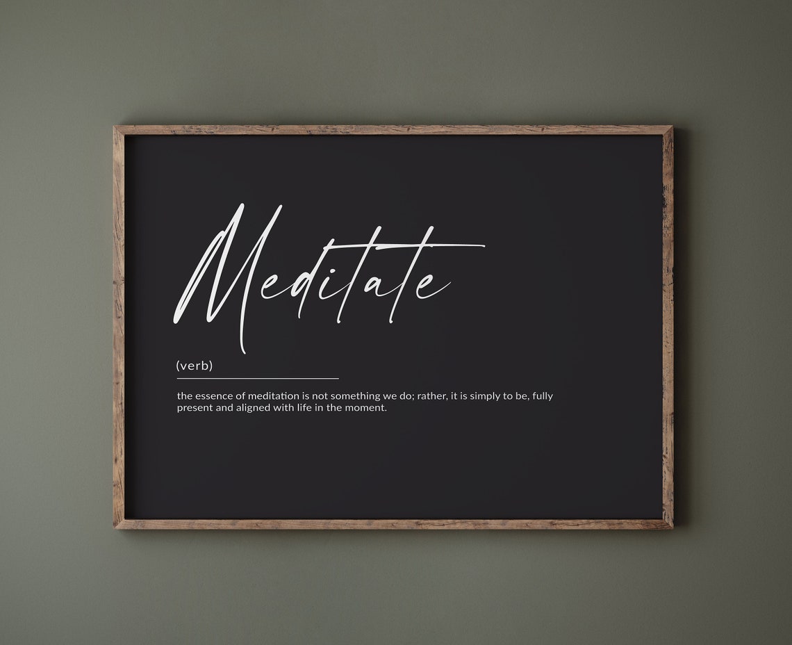 Meditate Definition Script Chalkboard Style Mindfulness Poster