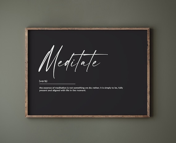 Meditate Definition Script Chalkboard Style Mindfulness Poster
