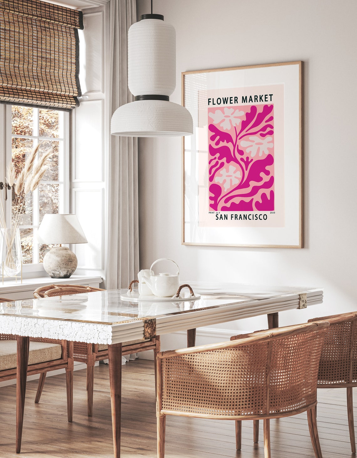 San Francisco Flower Market Pink Abstract Floral Art Poster Retro - Image 2