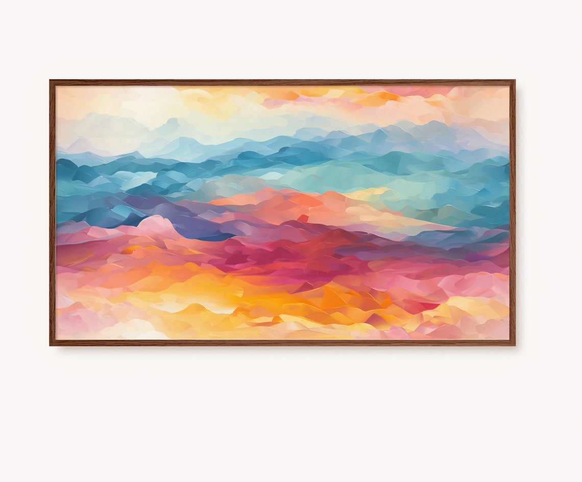 Colorful Sunset Waves Abstract Landscape Modern Gradient Art Poster