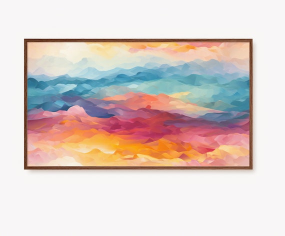 Frame Tv Art Abstract Landscape Painting Modern Colorful Sunset Artwork For The Frame Tv Instant
