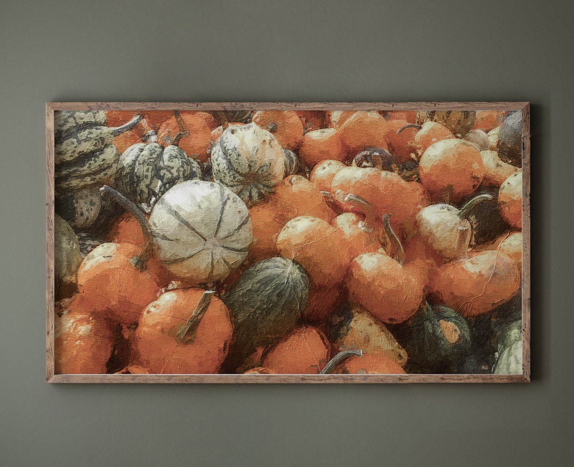 Rustic Vintage Pumpkin Harvest Pile Fall Frame TV Art Poster - Image 2