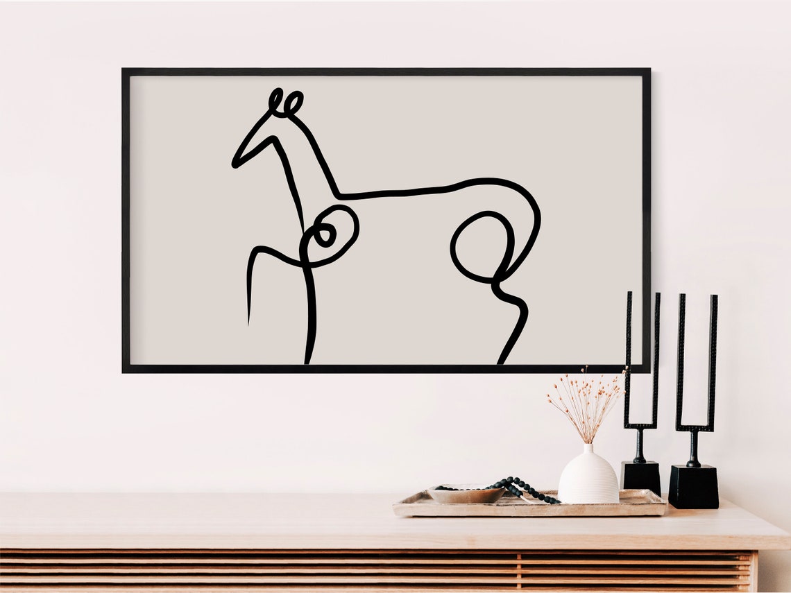 Minimalist Abstract Horse Single Line Drawing Modern Art Poster - Image 2