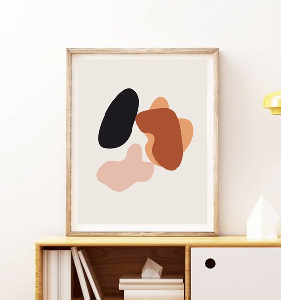 Scandinavian Abstract Organic Shapes Neutral Minimalist Poster