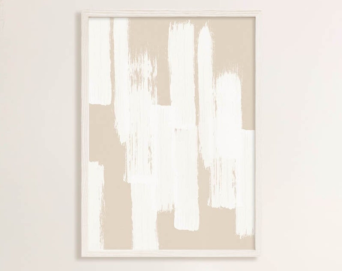 Neutral Minimalist Beige Geometric Watercolor Art Print - Image 3